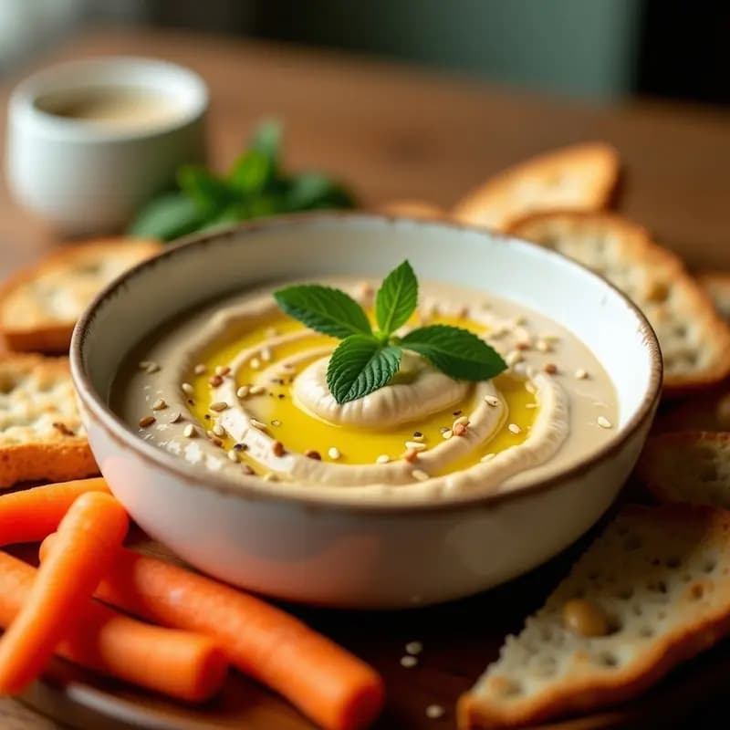 Tariumisalata Griega de Garbanzos: Dip Cremoso Vegano y Sin Lácteos