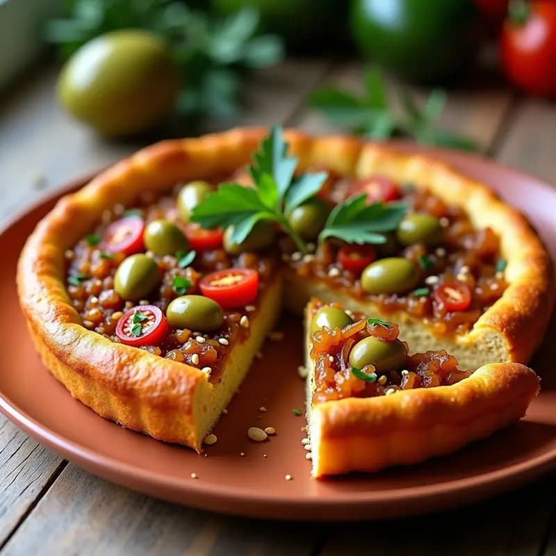 Tarta de Aceitunas Verdes y Tomate Seco con Masa de Garbanzo: Receta Sin Gluten y Mediterránea