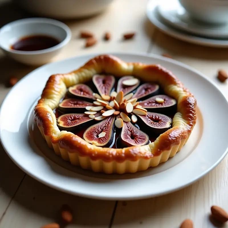 Tarta de Almendra y Higo Negro con Caramelo de Vinagre Balsámico: Postre Francés Sin Harina