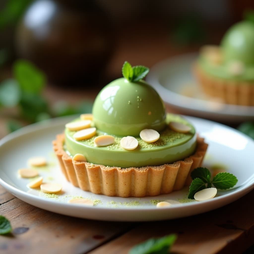 Tarta de Almendra y Membrillo con Helado de Té Verde: Postre Español-Keto Sin Horno
