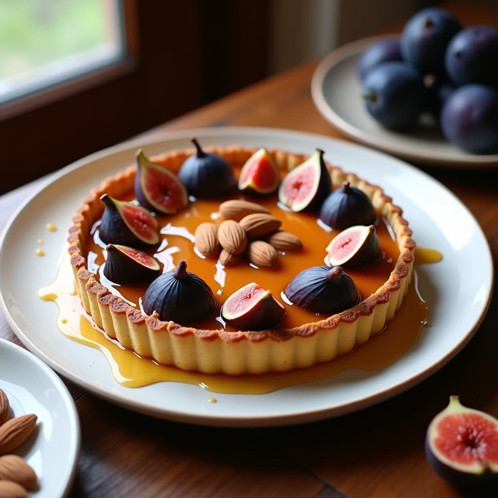 Tarta de Almendras y Higo con Caramelo de Sirope de Agave: Postre Sin Harina y Sin Lácteos
