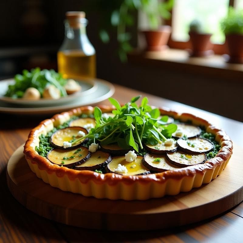 Tarta Salada de Berenjena y Pesto de Rúcula: Receta Sin Masa y Baja en Carbohidratos
