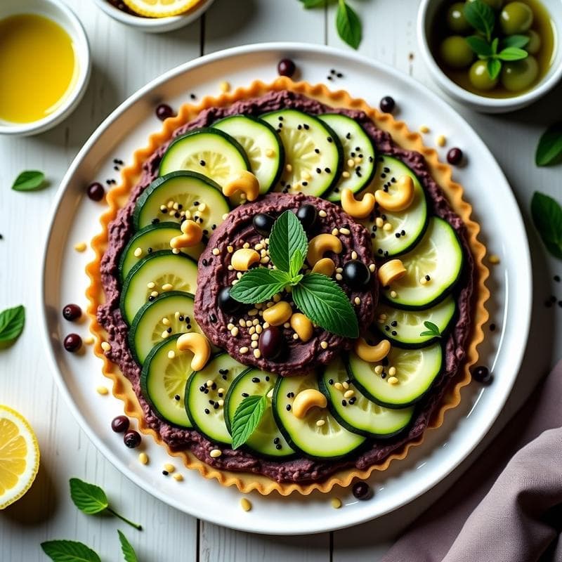 Tarta de Calabacín y Hummus de Berenjena: Postre Salado Vegano Sin Horno