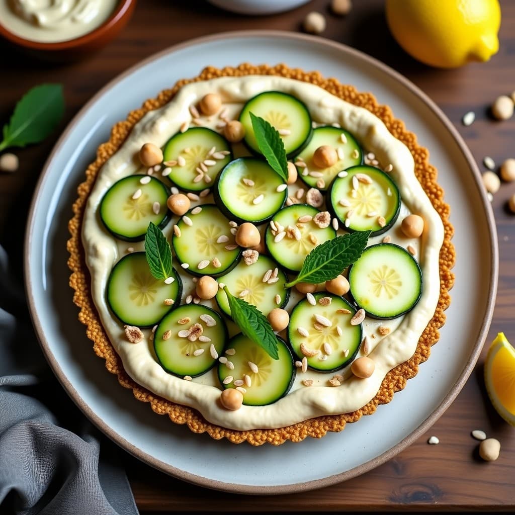 Tarta de Calabacín y Hummus: Receta Vegana Sin Horno con Base de Semillas