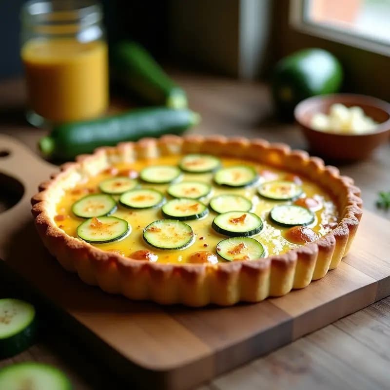 Tarta de Calabacín y Mostaza de Dijon con Masa de Garbanzos: Receta Sin Gluten en Thermomix