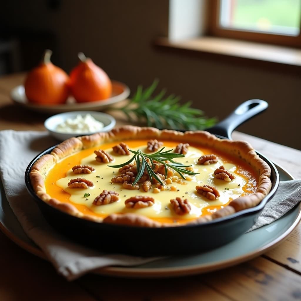Tarta de Calabaza Kabocha y Gorgonzola: Postre Salado Italiano Sin Harina en Sartén