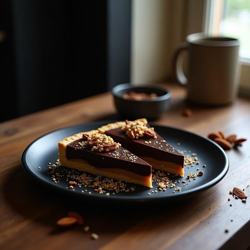 Tarta de Chocolate y Algas Nori: Postre Japonés Keto con Crunch de Semillas de Chía