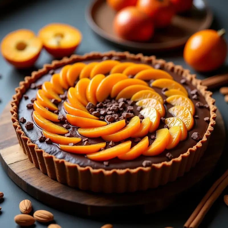 Tarta de Chocolate y Caqui Persimon con Base de Almendras: Postre Otoñal Sin Lácteos