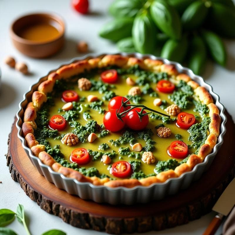 Tarta Salada de Coliflor y Pesto de Espinacas: Receta Sin Masa y Keto