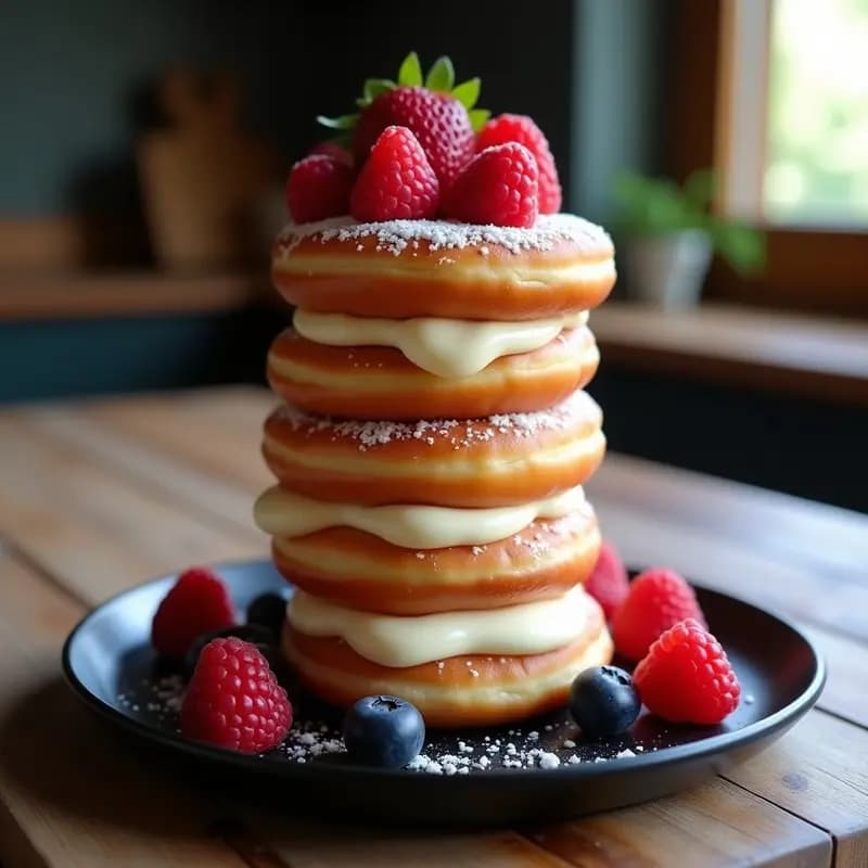 Tarta de Donuts Glaseados con Crema de Vainilla y Frutos Rojos: Postre para Instagram