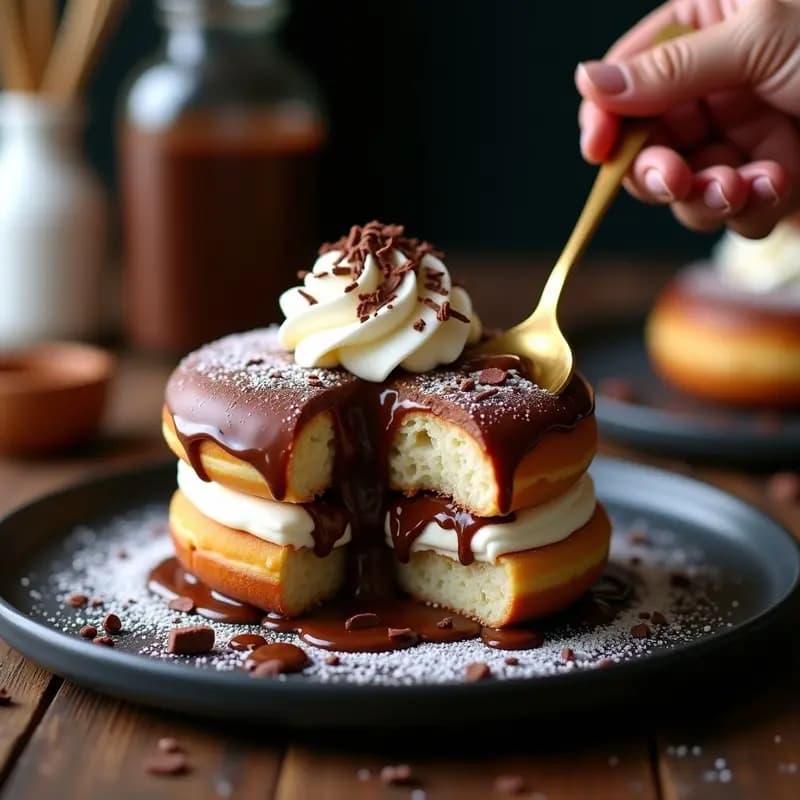 Tarta de Donuts Glaseados con Helado y Salsa de Chocolate: Postre para los que el Azúcar no es un Problema