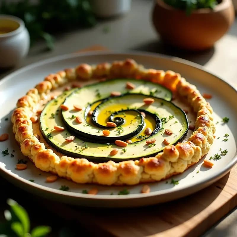 Tarta Salada de Hummus y Calabacín en Masa de Coliflor: Receta Griega Sin Harina