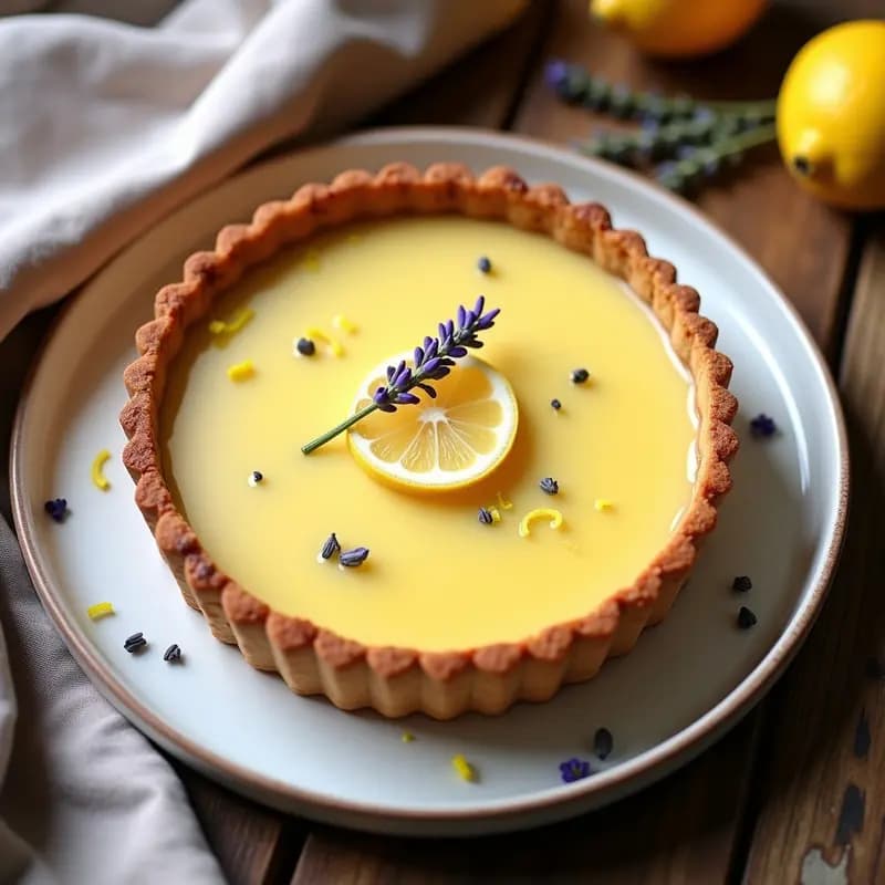 Tarta de Limón y Lavanda: Postre Francés Sin Harina con Base de Almendras