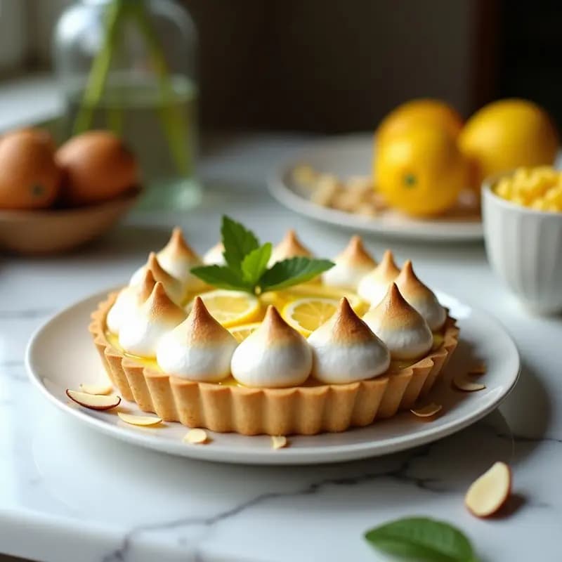 Tarta de Limón y Meringue Vegano: Postre Francés Sin Huevo y Crujiente