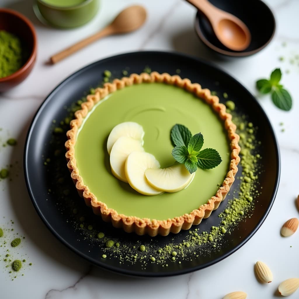 Tarta de Matcha y Crema de Wasabi: Postre Japonés Dulce-Picante Sin Horno