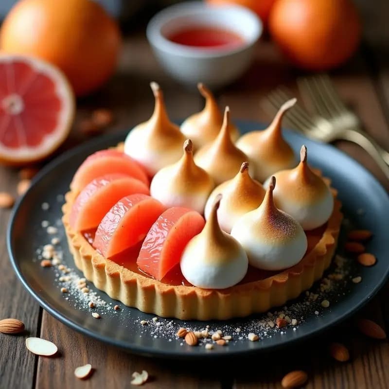 Tarta de Pomelo y Merengue: Postre Francés Sin Gluten con Toque Ácido