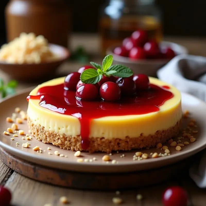 Tarta de Queso-Basque con Mermelada de Arándanos: Postre Español Sin Horno