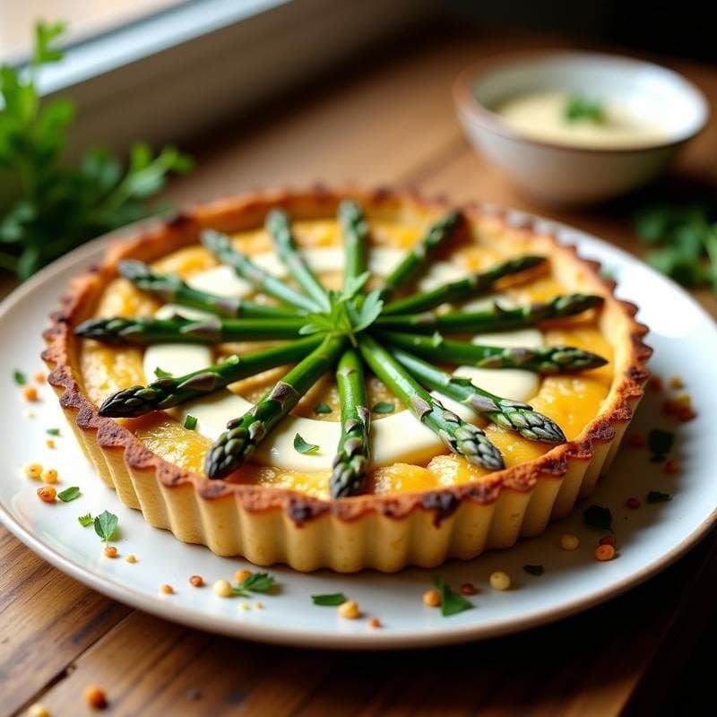 Tarta de Quinoa y Espárragos con Crema de Tahini: Receta Sin Gluten en Thermomix