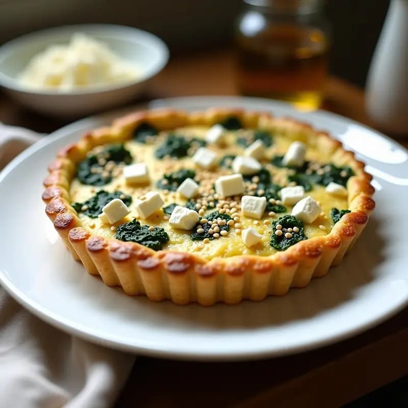 Tarta de Quinoa y Espinacas con Feta: Receta en Airfryer Sin Horno en 25 Minutos