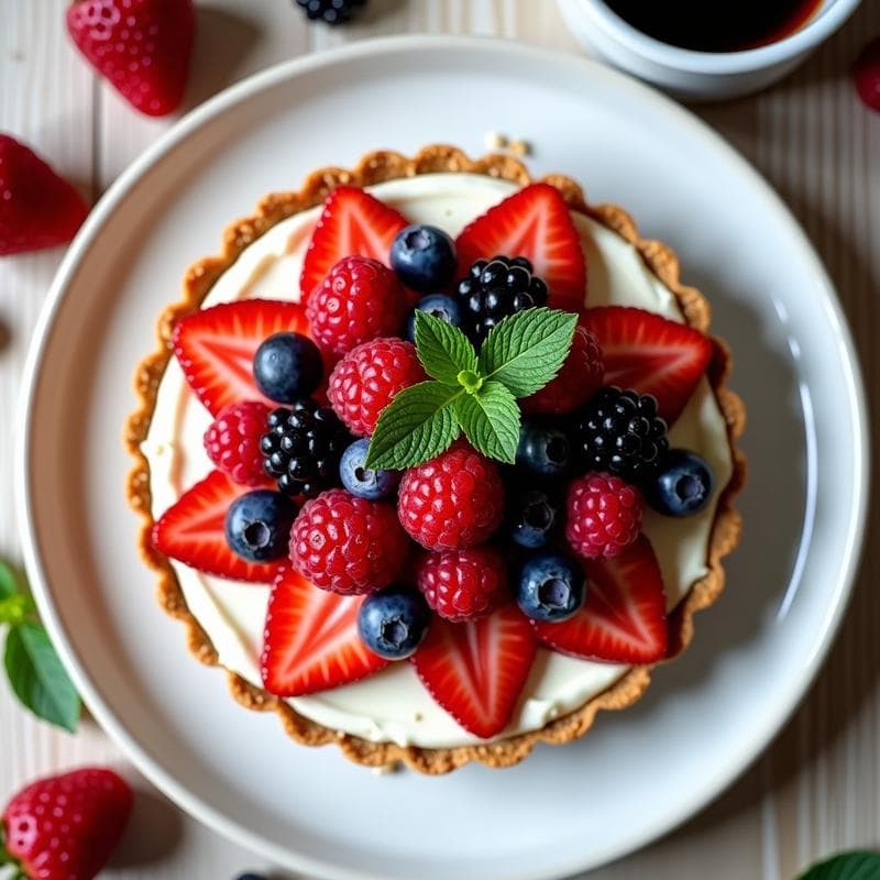 Tarta de Ricotta y Frutos Rojos con Base de Almendras: Postre Italiano Sin Horno y Sin Azúcar