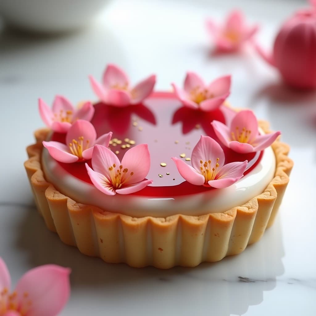 Tarta de sakura y crema de anko: Postre Japonés Vegano con Toque Floral