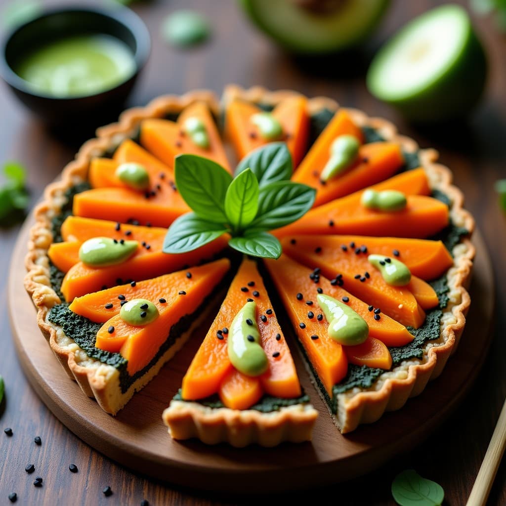 Tarta Salada de Algas Nori y Batata con Salsa de Wasabi: Receta Japonesa Sin Gluten