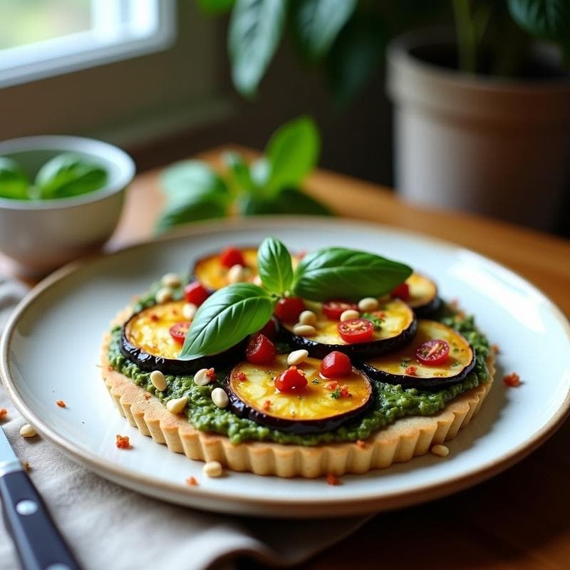 Tarta Salada de Berenjena y Pesto de Albahaca: Receta Italiana Sin Horno y Sin Gluten