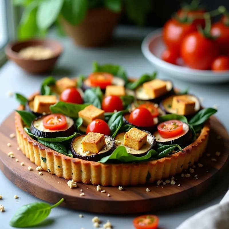 Tarta Salada de Berenjena y Tofu Ahumado: Receta Sin Horno y Alta en Proteína