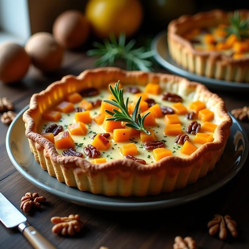 Tarta Salada de Calabaza y Cabrales con Nueces: Receta Otoñal Fácil y Gourmet en 40 Minutos