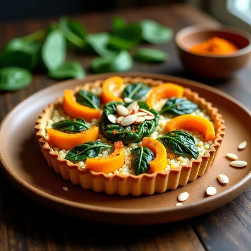 Tarta Salada de Calabaza y Quinoa: Receta Vegana con Base Crujiente en 40 Minutos