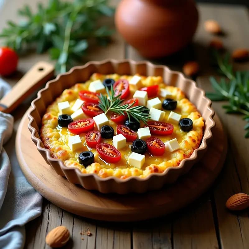 Tarta Salada de Coliflor y Aceitunas Kalamata: Receta Griega Sin Masa en Horno