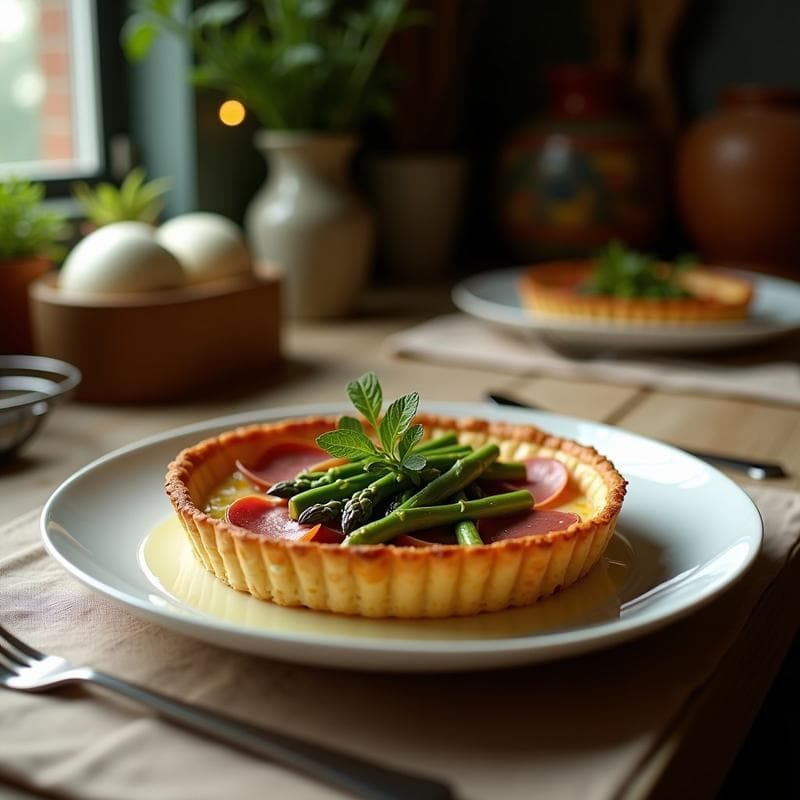 Tarta Salada de Espárragos Trigueros y Jamón Ibérico: Receta Fácil Sin Horno en 25 Minutos