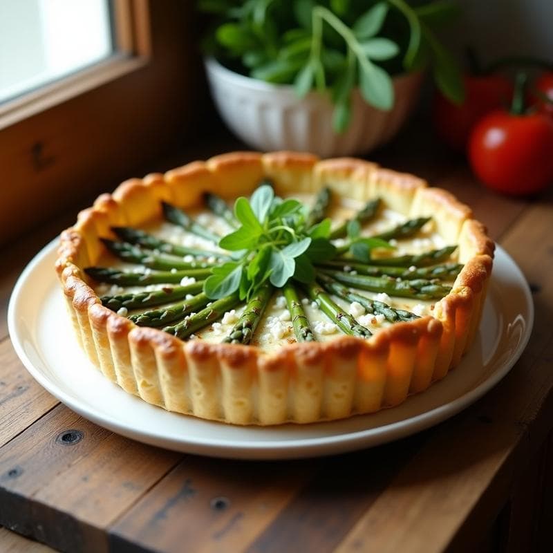 Tarta Salada de Espárragos Trigueros y Queso de Cabra: Receta Gourmet en Molde Desmontable