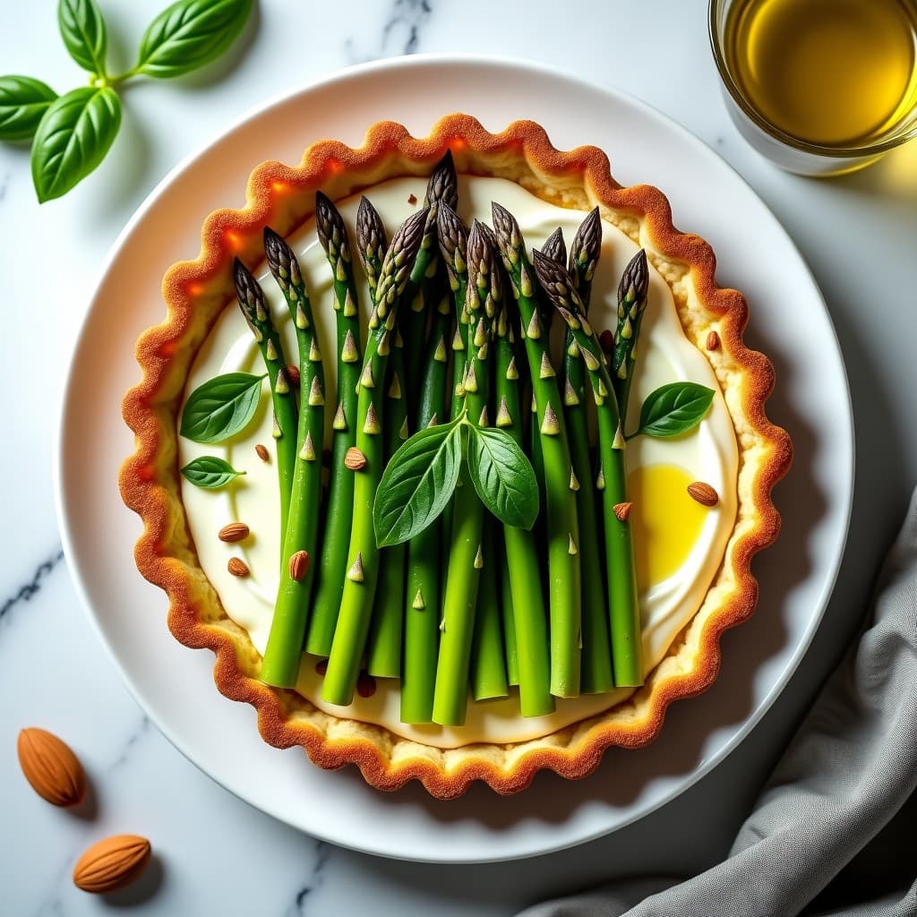Tarta Salada de Espárragos Verdes y Ricotta de Almendras: Receta Italiana Sin Horno