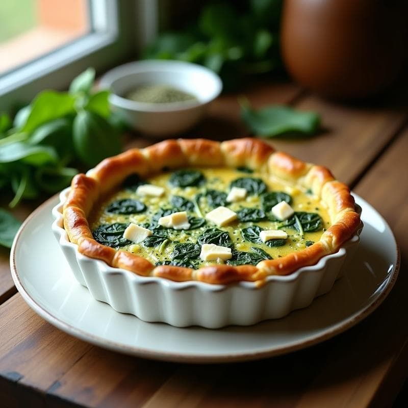 Tarta Salada de Espinacas y Queso Feta con Hierbas Provenzales: Receta Fácil y Alta en Proteína