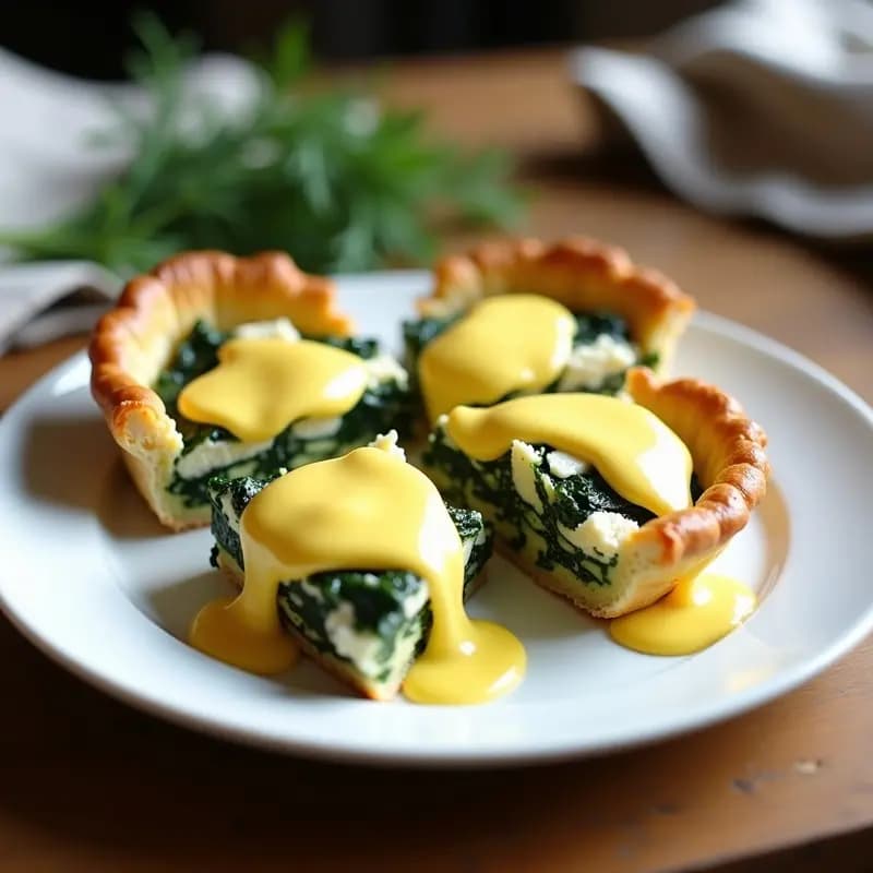 Tarta Salada de Espinacas y Feta con Salsa Hollandaise: Receta Gourmet en 30 Minutos