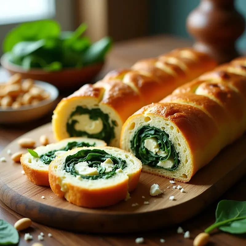Tarta Salada de Espinacas y Feta en Rollo de Masa Brioche: Receta Express para Impresionar