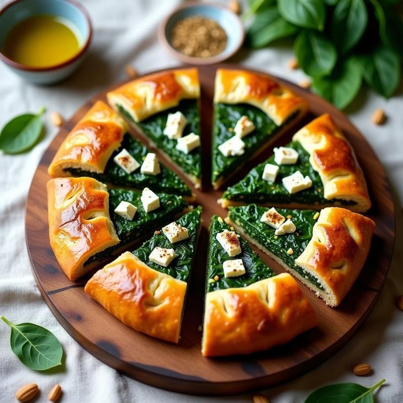 Tarta Salada de Espinacas y Feta con Zaatar: Receta Árabe en Molde Desmontable sin Horno