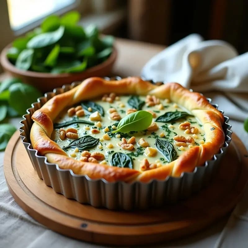 Tarta Salada de Espinacas y Gorgonzola con Nueces: Receta Fácil y Elegante para Impresionar