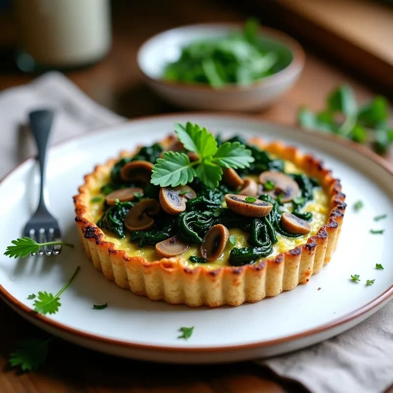 Tarta Salada de Espinacas y Hongos: Receta Vegana Sin Horno en 30 Minutos