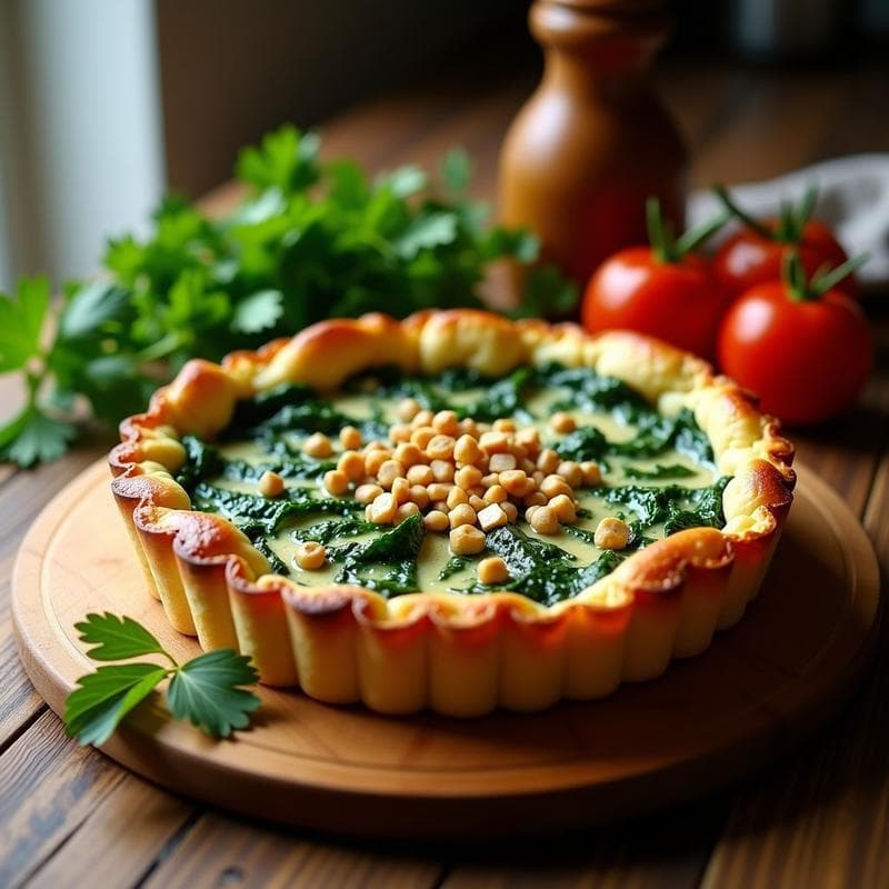Tarta Salada de Espinacas y Tofu: Receta Sin Gluten con Textura Esponjosa en Horno