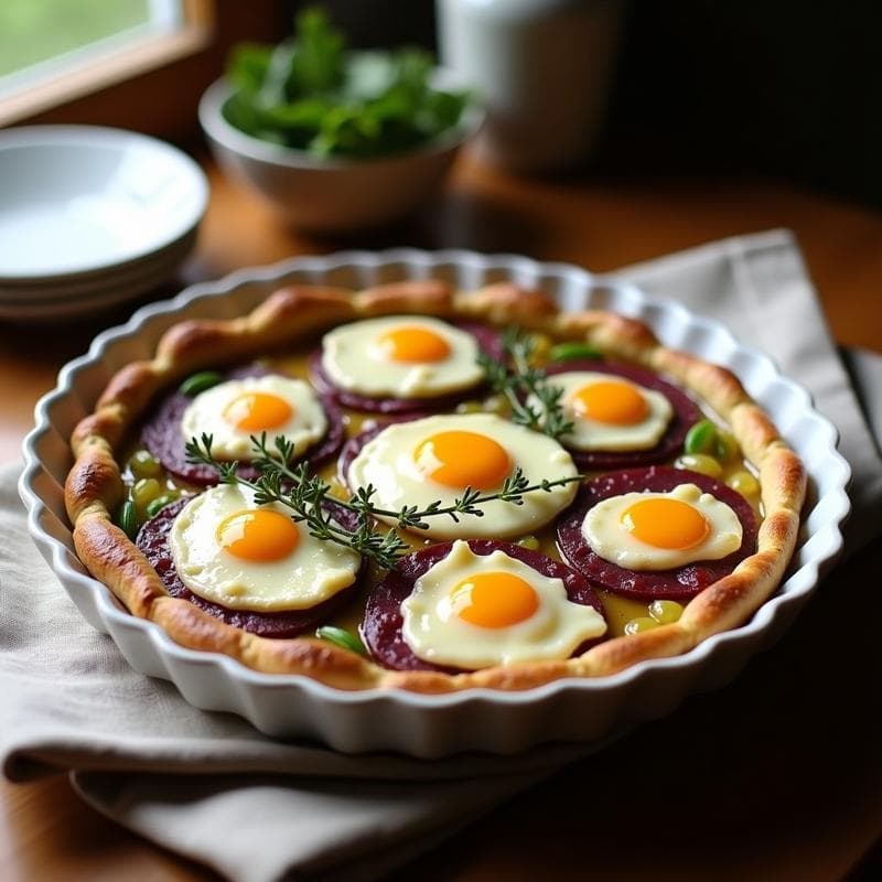 Tarta Salada de Puerro y Anchoas con Base de Patata Morada: Receta Francesa Sin Gluten