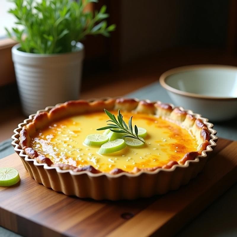 Tarta salada de puerro y mostaza de Dijon: Receta francesa sin gluten en molde desmontable