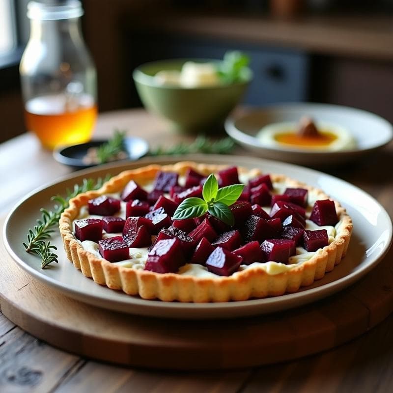 Tarta Salada de Remolacha y Queso de Cabra: Receta Sin Gluten con Base Crujiente en 35 Minutos