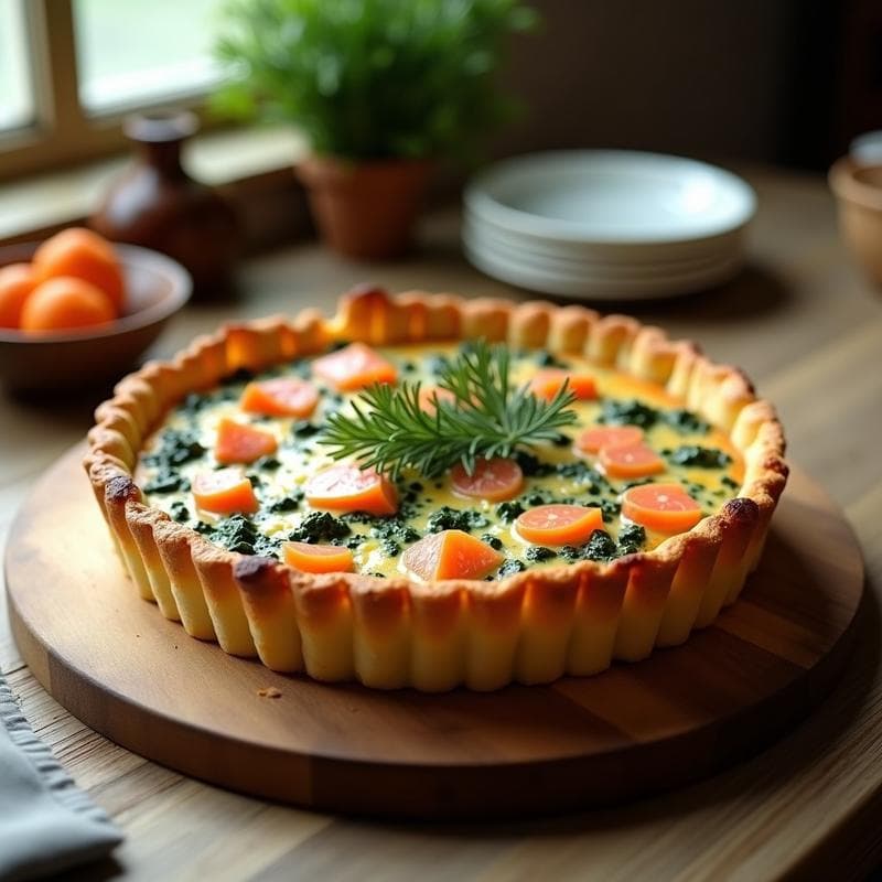Tarta de Salmón Ahumado y Espinacas: Receta en Horno con Base Crujiente en 30 Minutos