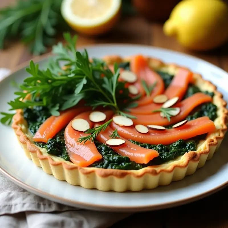 Tarta de Salmón Ahumado y Espinacas con Quark: Receta Alta en Proteína y Sin Harina