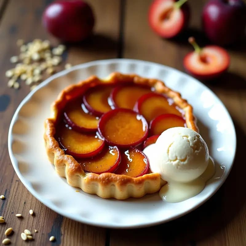 Tarta Tatin de Ciruelas y Cardamomo: Postre Francés Invertido con Toque Especiado