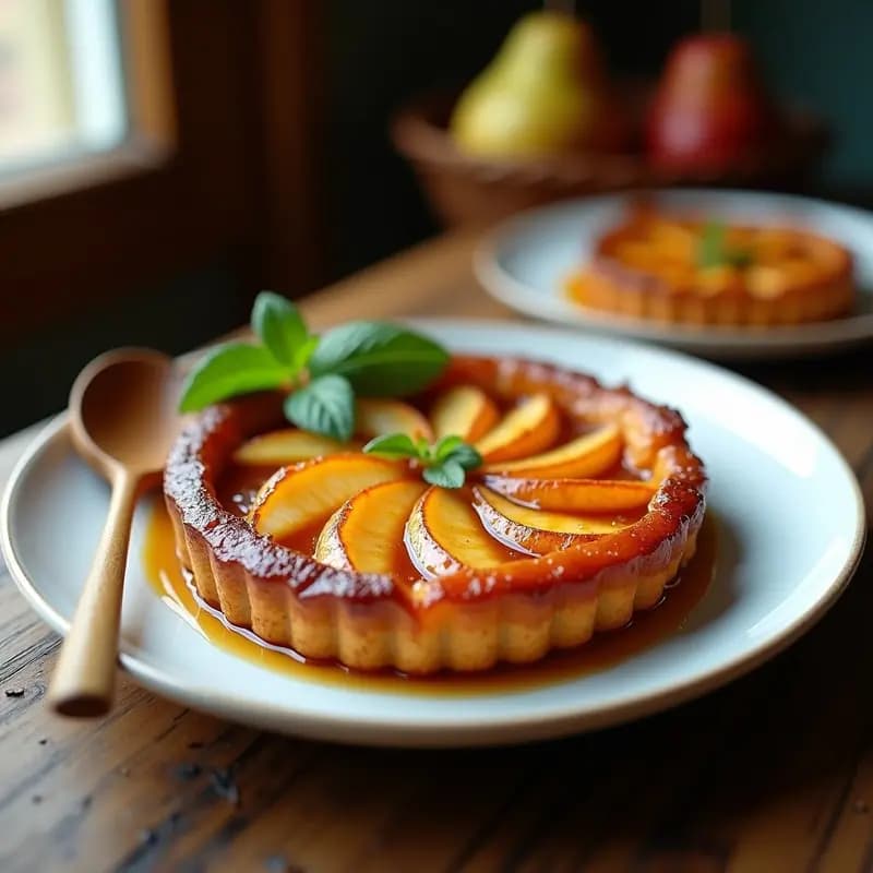 Tarta Tatin de Peras y Miso: Postre Francés-Japonés con Umami y Sin Azúcar