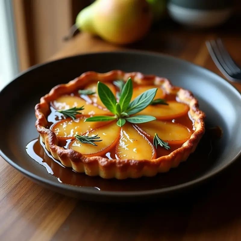 Tarta Tatin de Peras y Romerito: Postre Francés con Toque Mexicano
