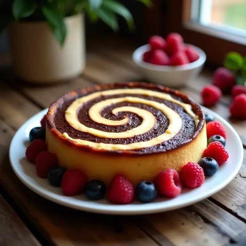 Tarta de Zebra Vegana: Postre alemán de chocolate y vainilla sin huevo